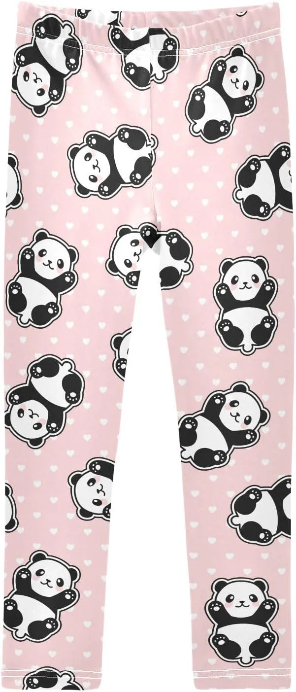 ALAZA Girls' Leggings Girls Stretch Leggings Cute Pink Panda Children's Yoga Pants Clothes Kids Dance Tights Place