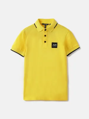 Antony Morato Boys Yellow Solid Collared Short Sleeves Polo T-Shirt