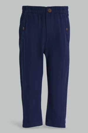 Baby Boys Navy Herringbone Trouser
