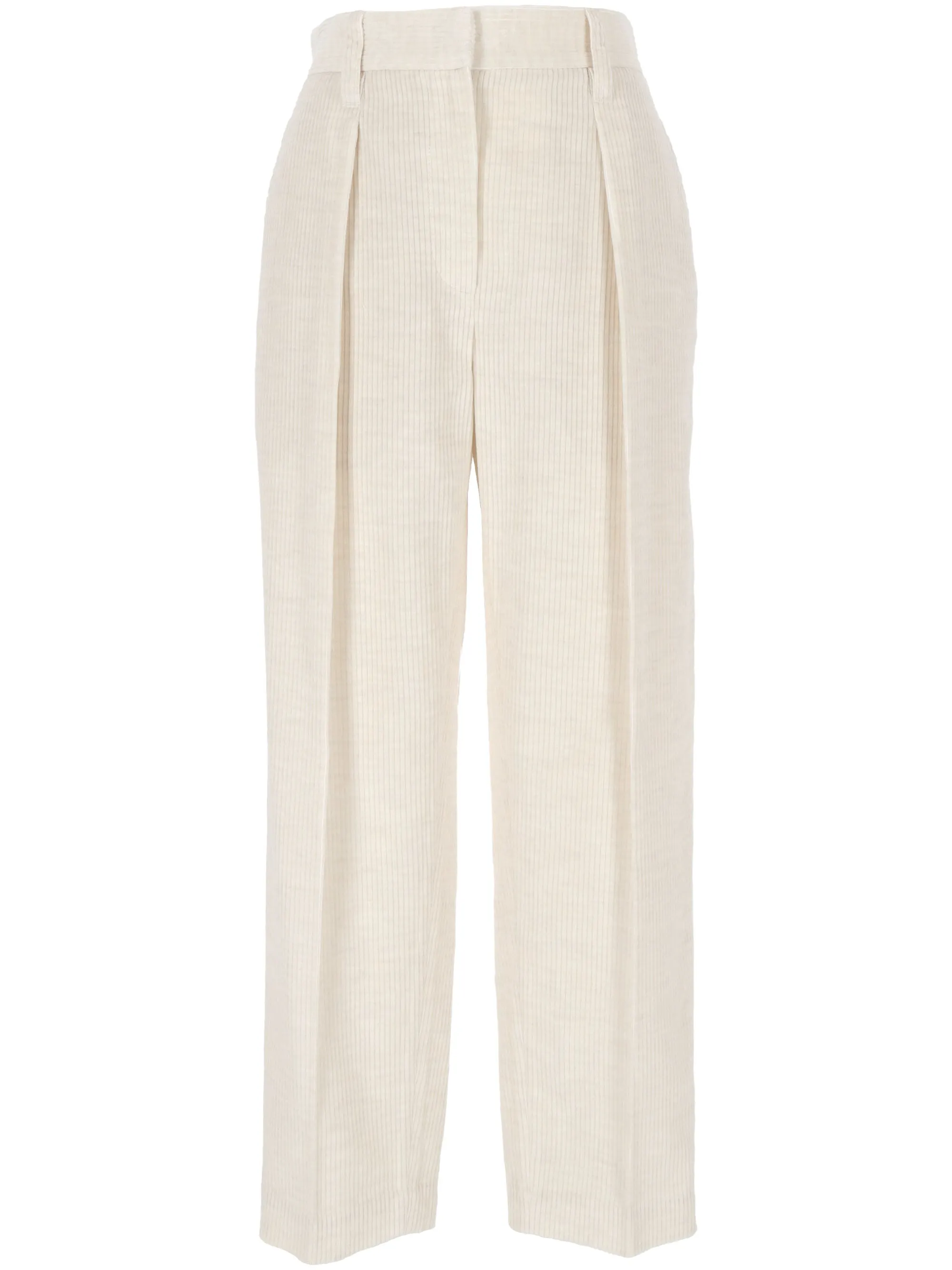Beige Corduroy Trousers with Pockets