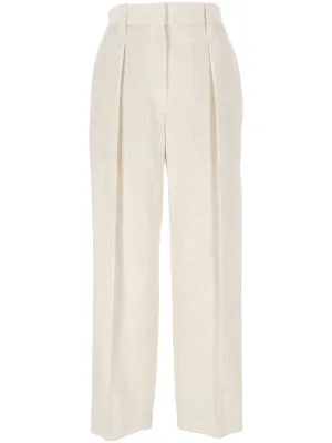 Beige Corduroy Trousers with Pockets