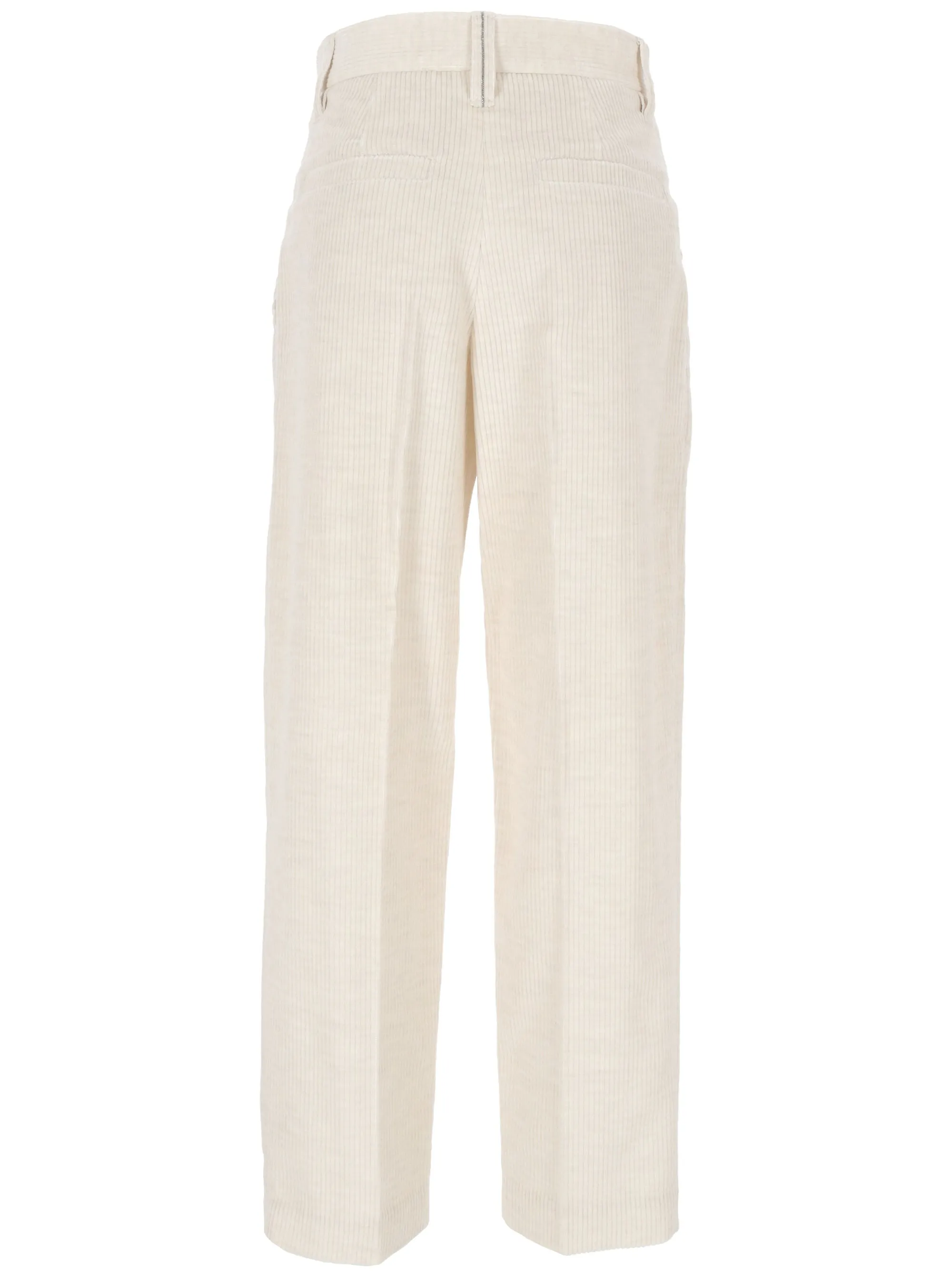 Beige Corduroy Trousers with Pockets