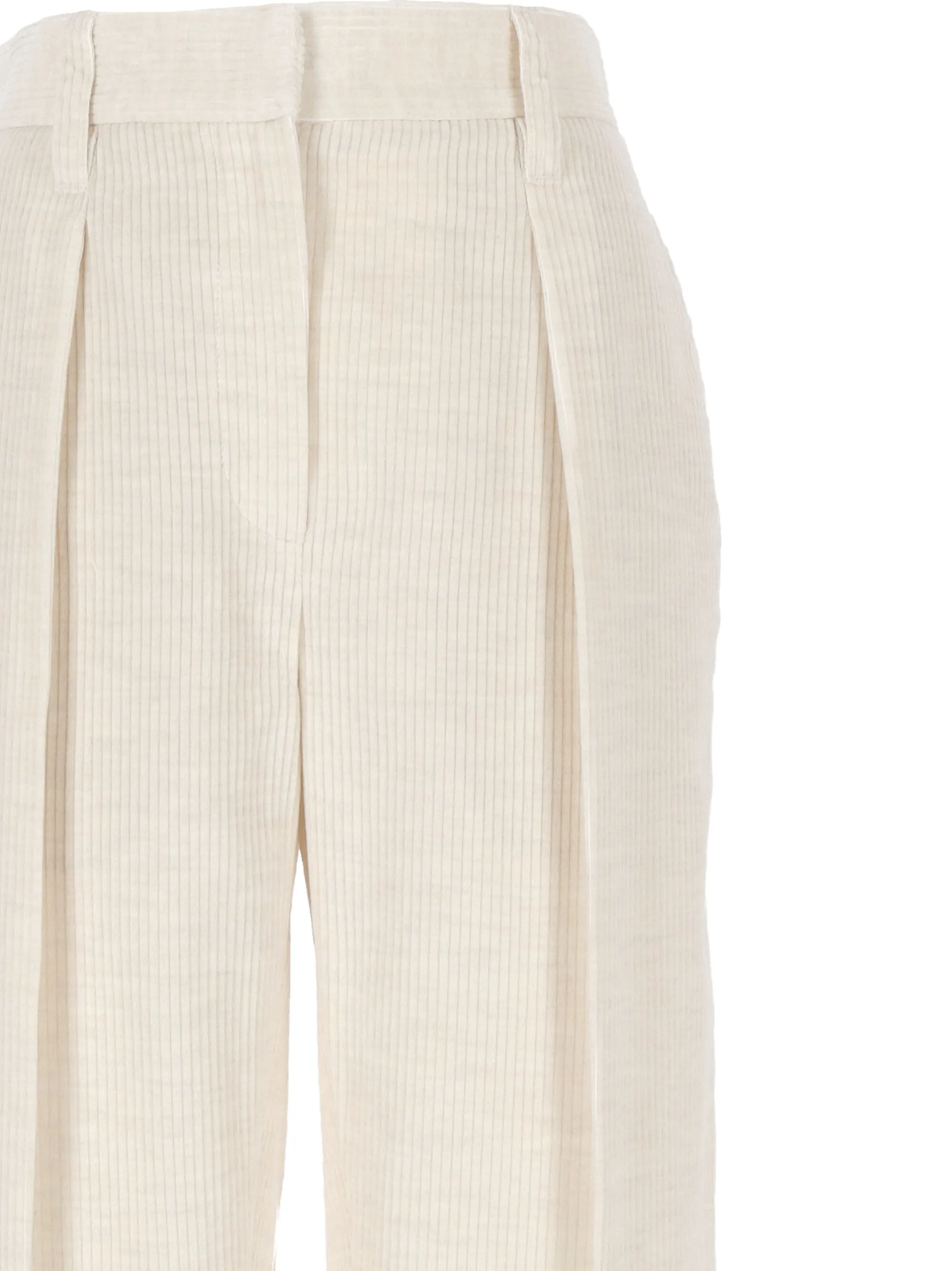Beige Corduroy Trousers with Pockets