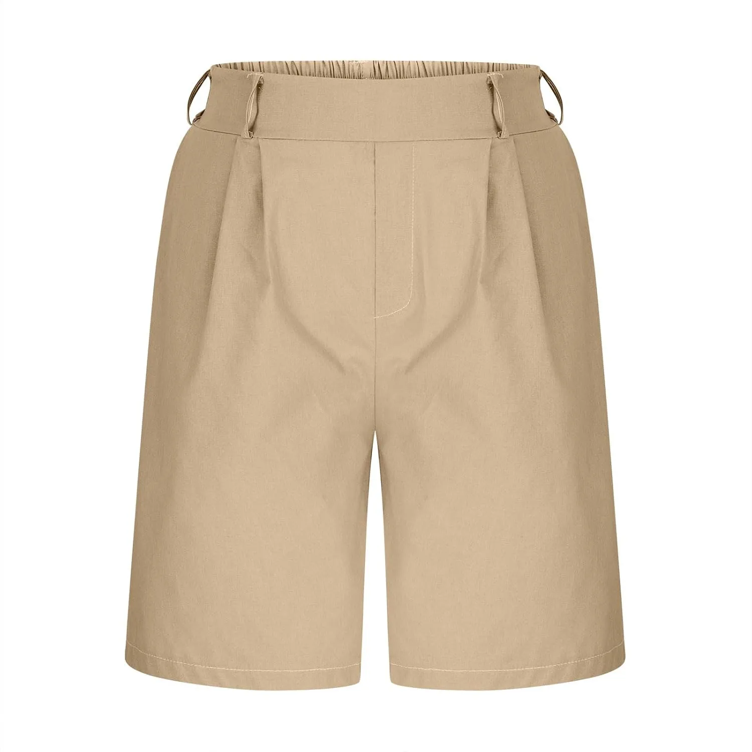 Bermuda Shorts for Women High Waisted Dressy Casual Linen Shorts Wide Leg Knee Length Summer Beach Shorts with Pocket