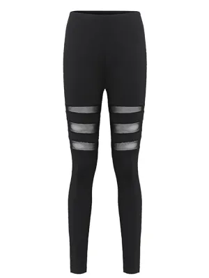 Black Women Mesh Insert Yoga Running Leggings