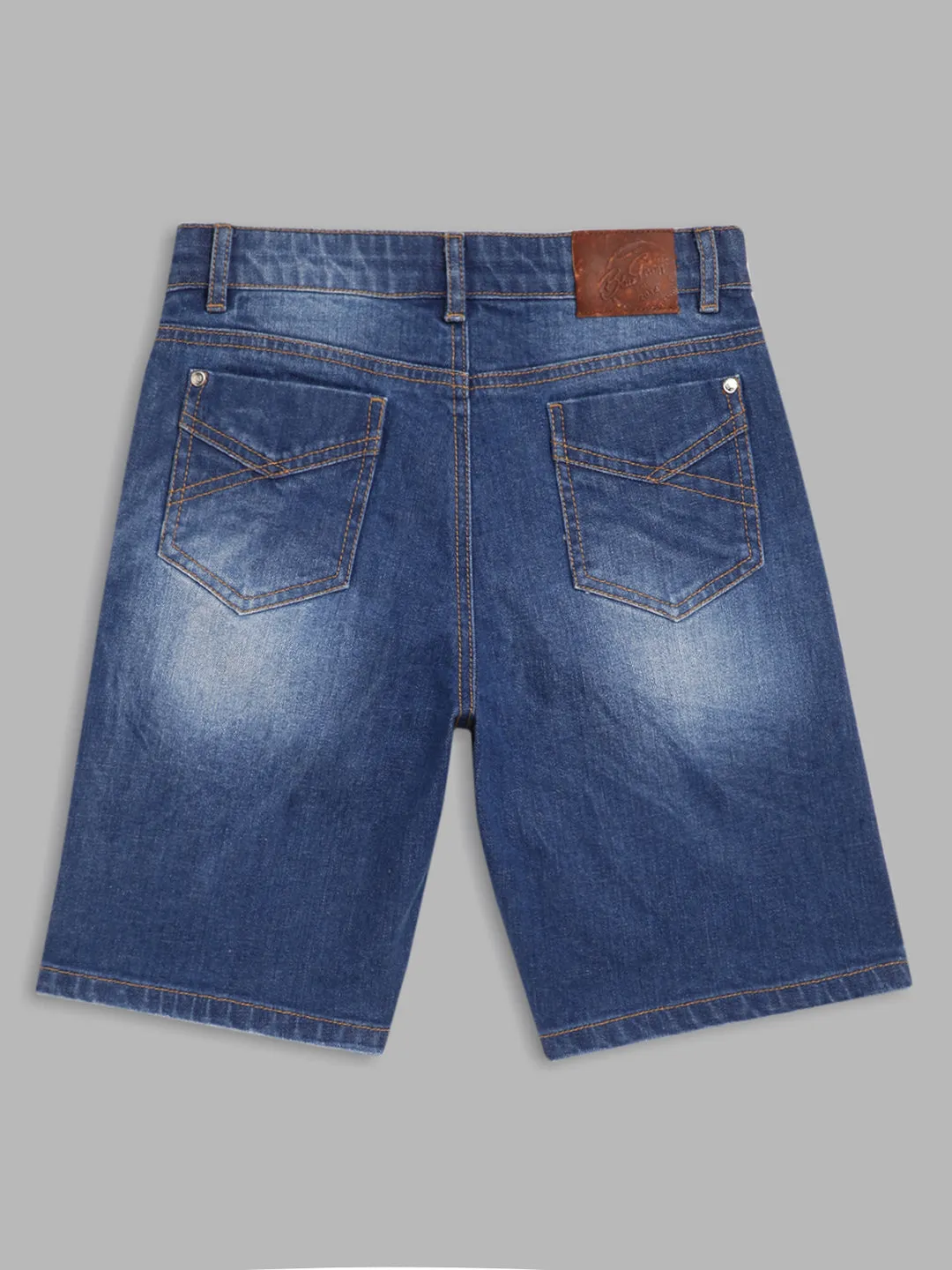 Blue Giraffe Boys Indigo Solid Regular Fit Shorts