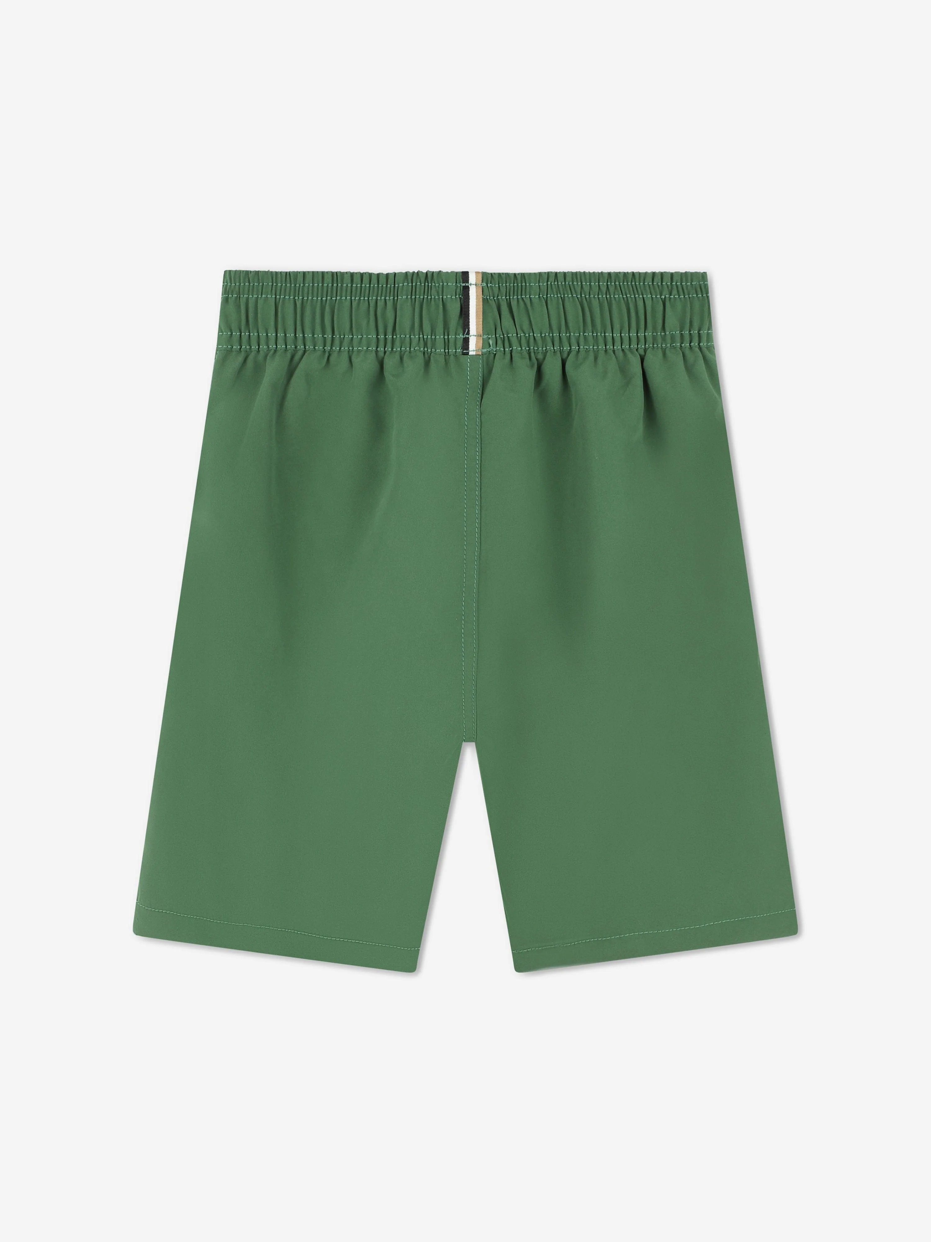 BOSS Boys Logo Print Swim Shorts in Green