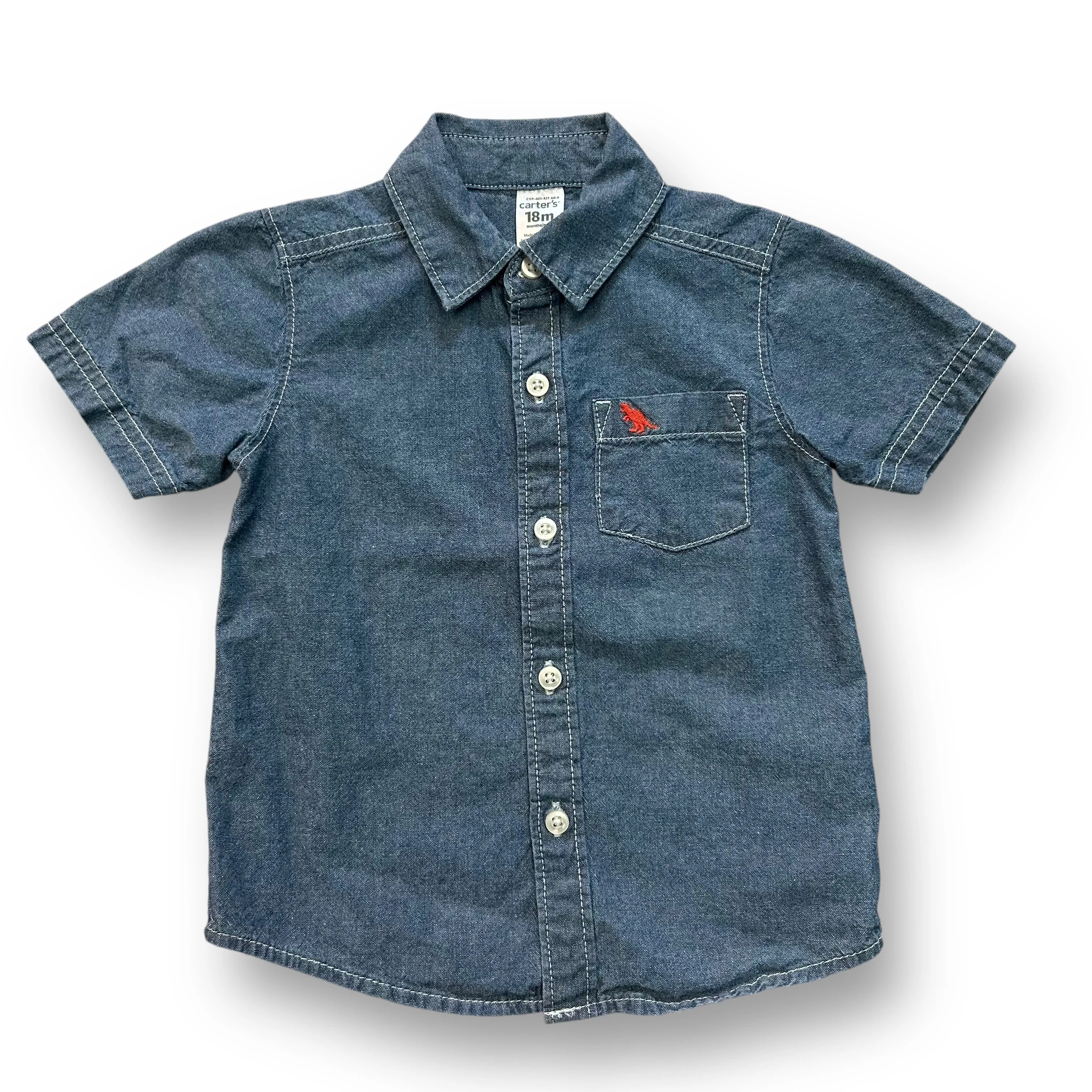 Boys Carter's Size 18 Months Denim Button Down Collared Shirt