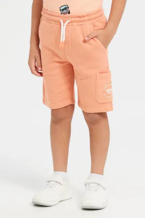 Boys Orange Straight Fit Shorts