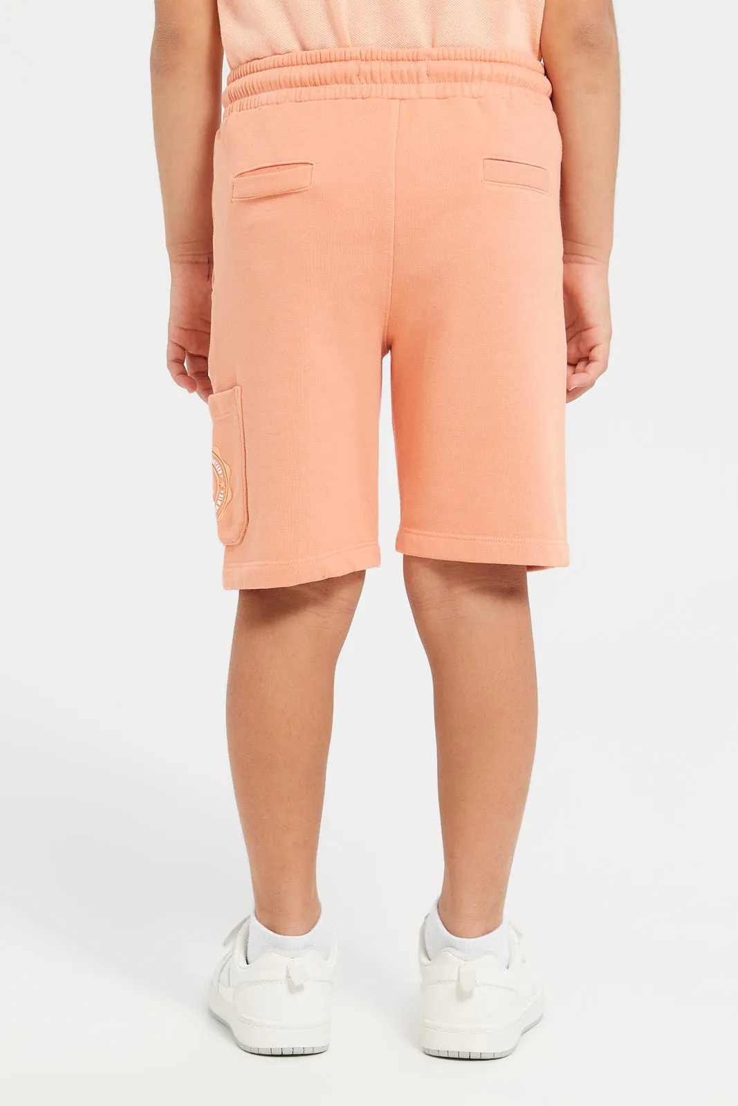 Boys Orange Straight Fit Shorts