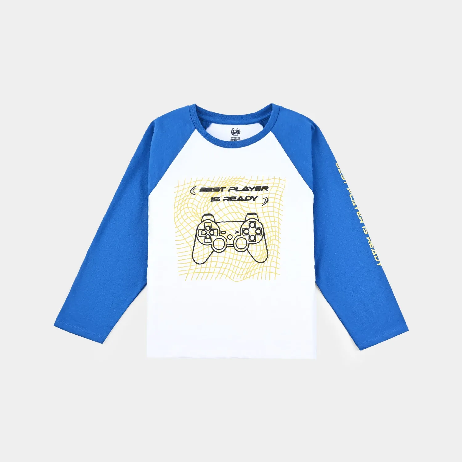 Boys Poly Cotton Knitted Nightwear Gamer-White/Blue
