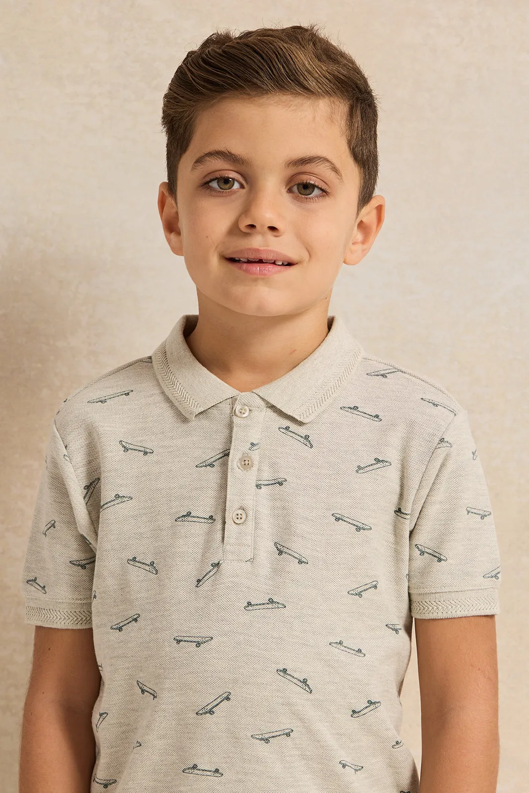 Boys Silver Polo T-Shirt