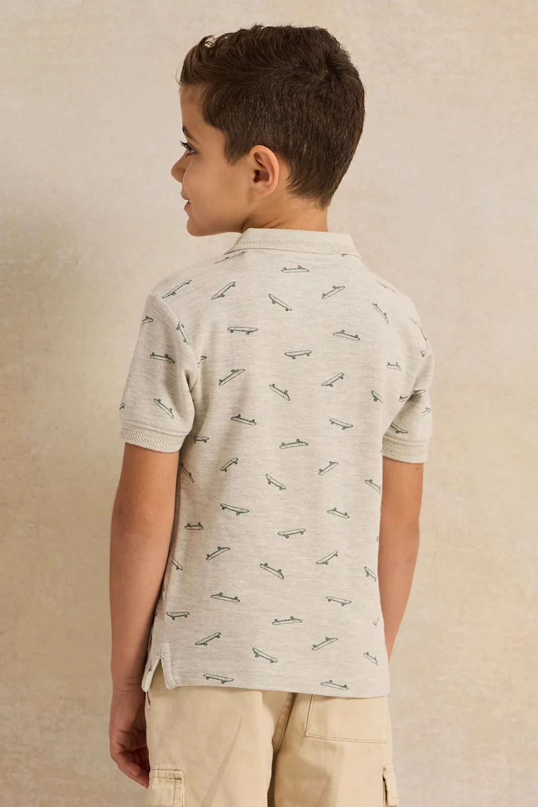 Boys Silver Polo T-Shirt