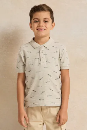 Boys Silver Polo T-Shirt