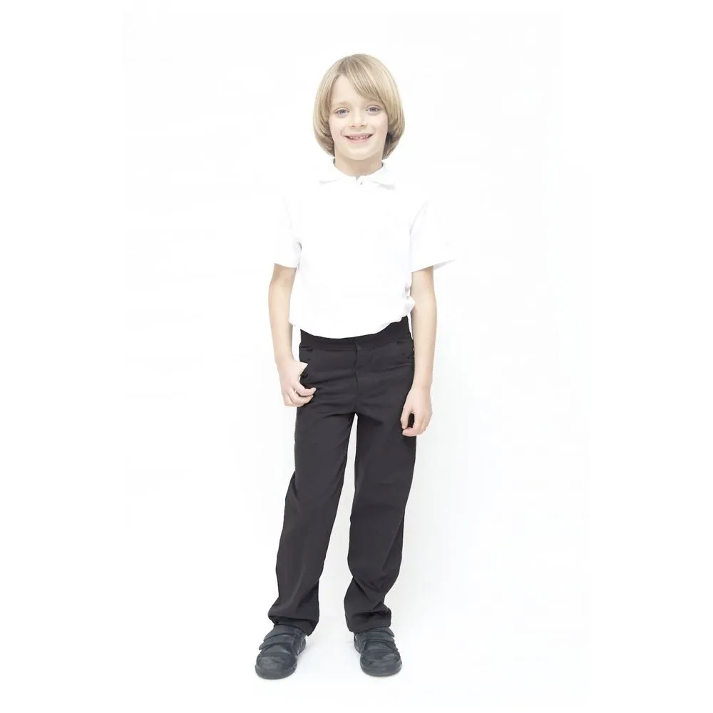 Boys Slim Fit School Trousers - 100% Organic Cotton