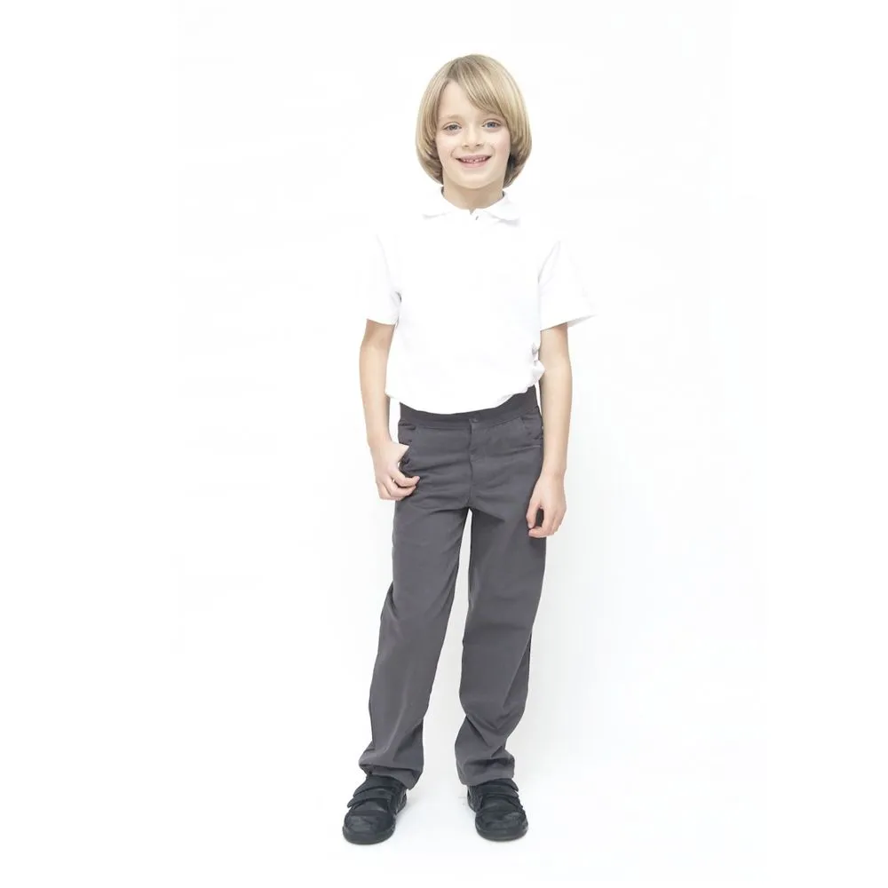 Boys Slim Fit School Trousers - 100% Organic Cotton
