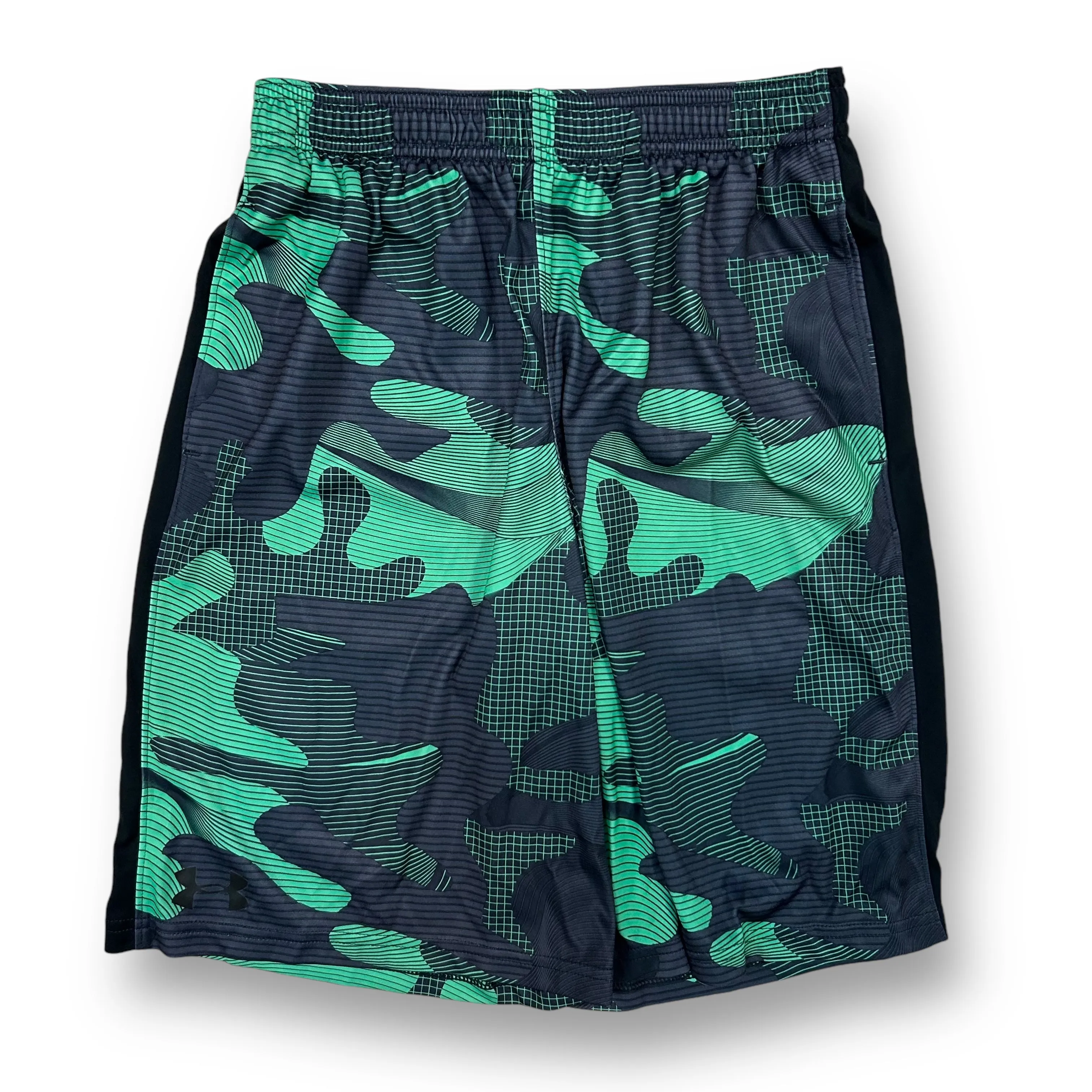 Boys Under Armour Size 10/12 YMD Green Camo Loose Fit Athletic Shorts