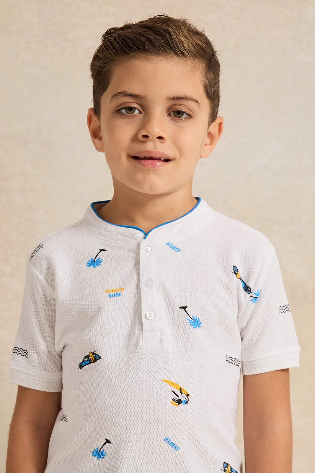 Boys White Polo T-Shirt