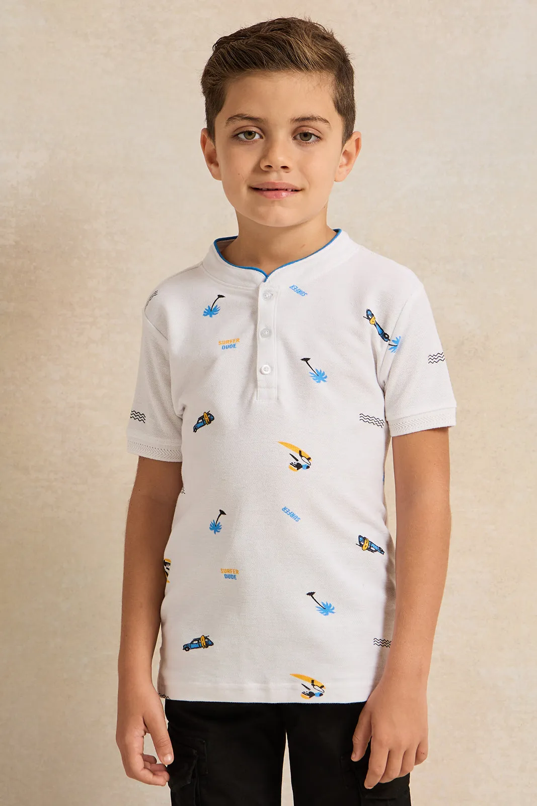 Boys White Polo T-Shirt