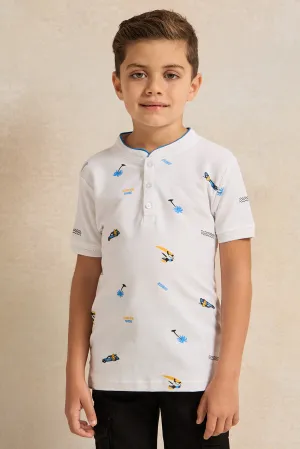Boys White Polo T-Shirt