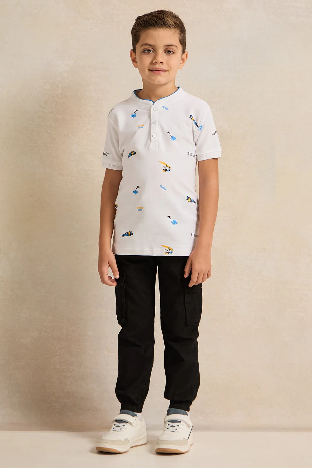 Boys White Polo T-Shirt