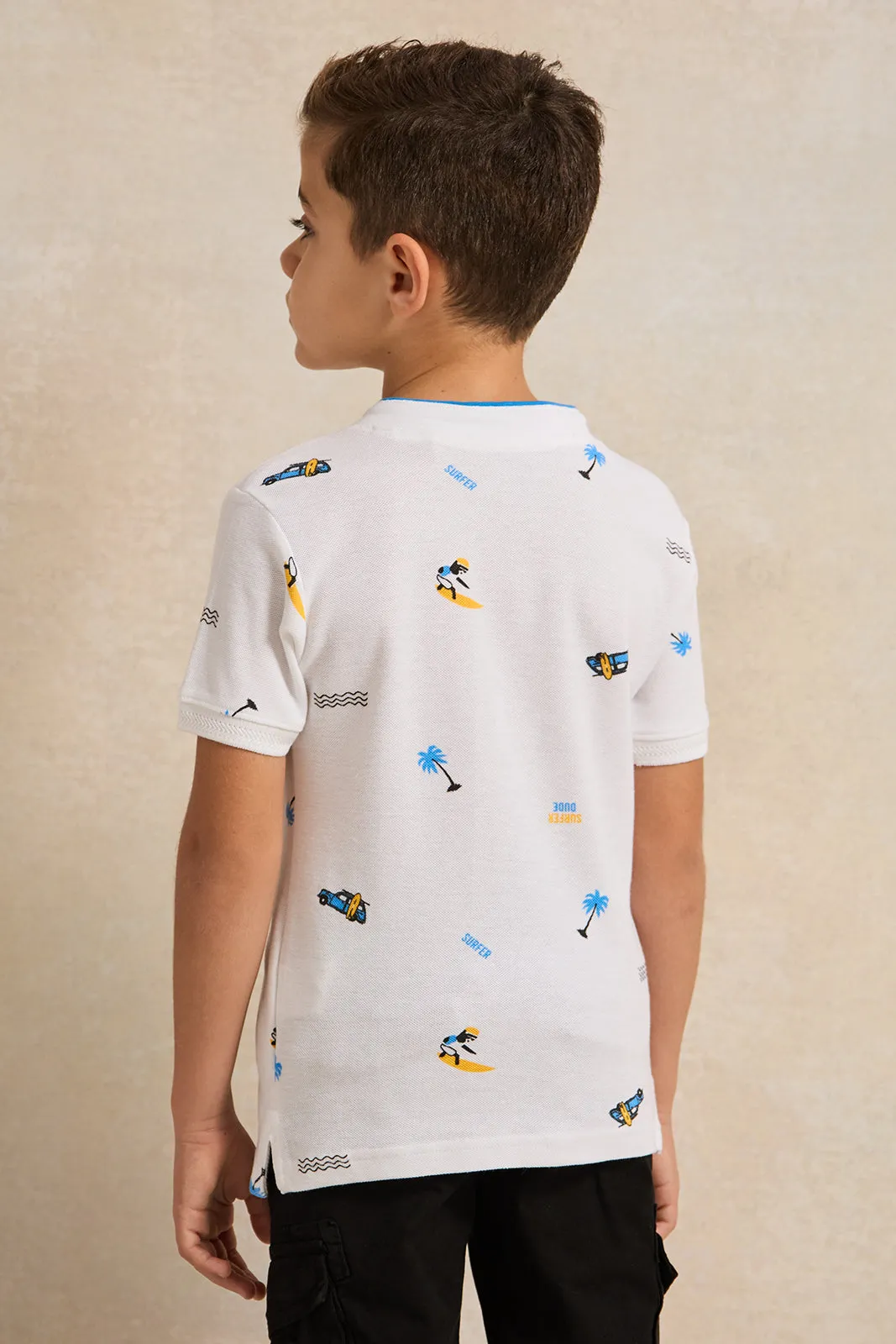 Boys White Polo T-Shirt