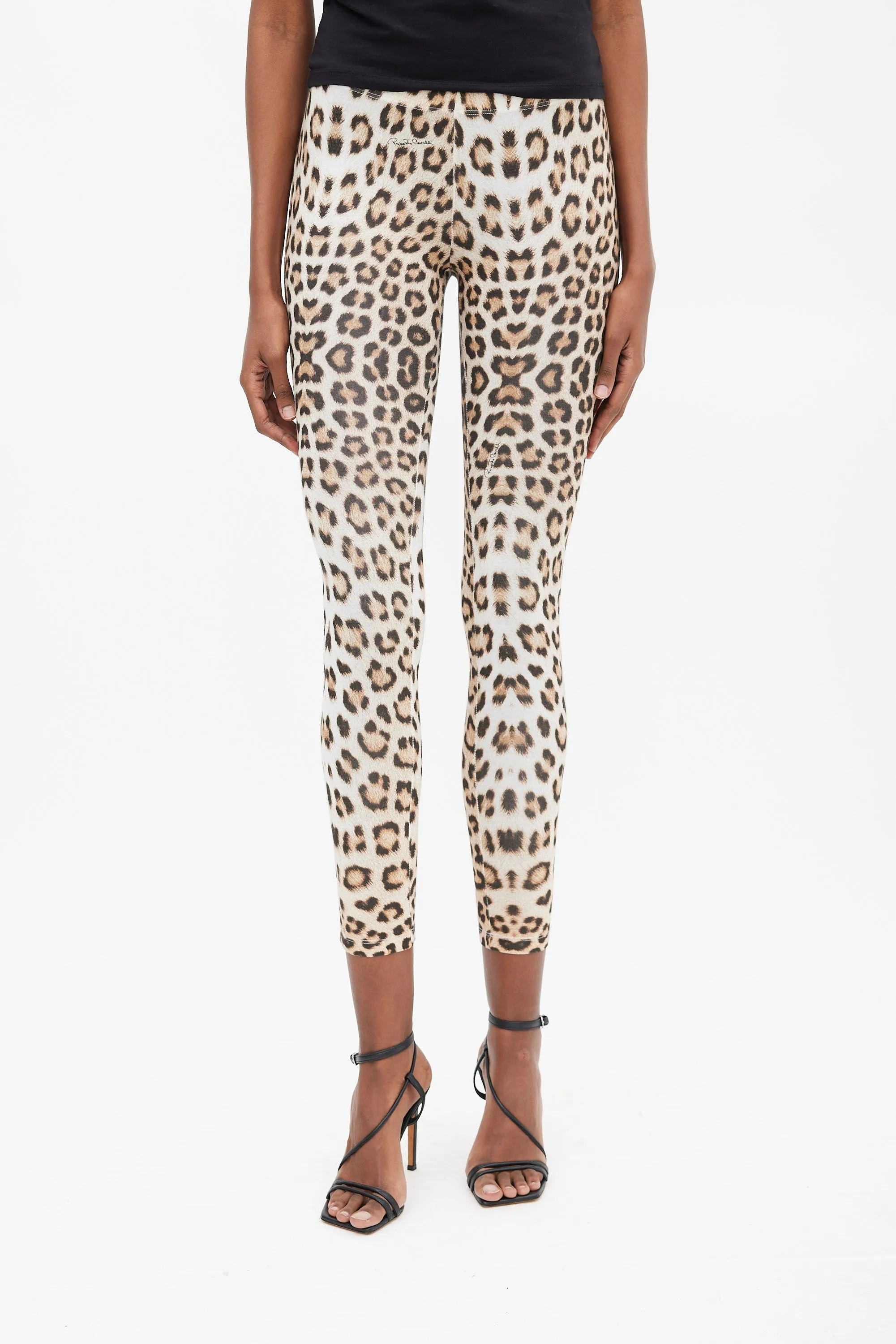 Brown & White Printed Legging