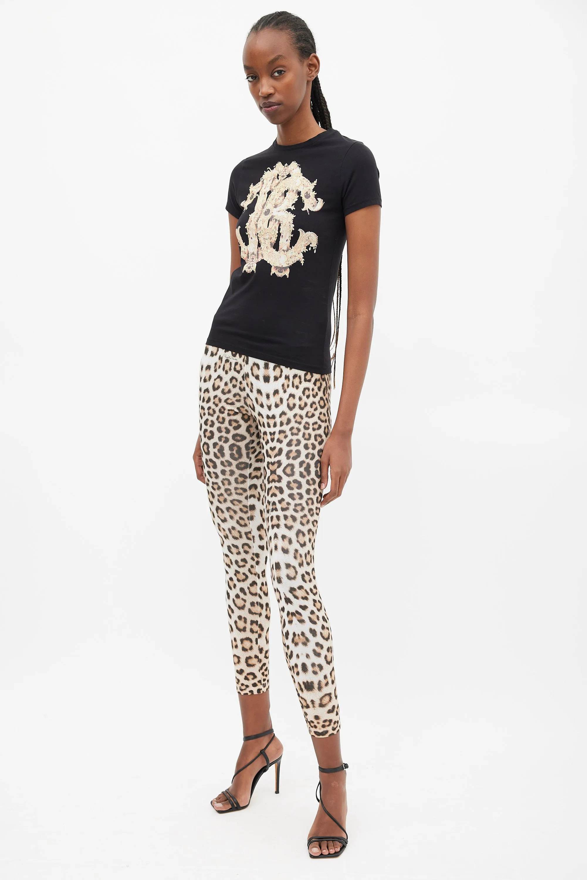 Brown & White Printed Legging