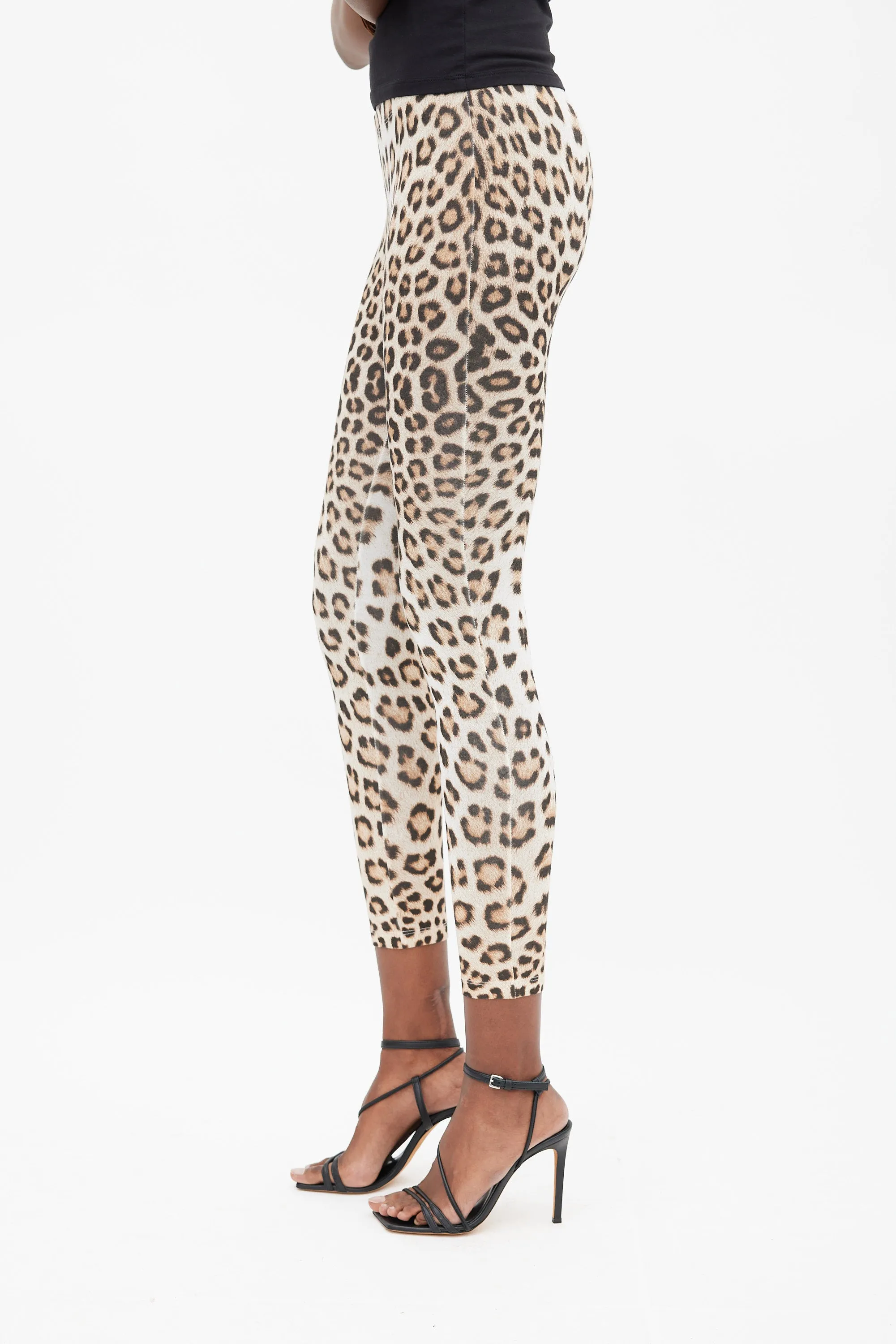 Brown & White Printed Legging