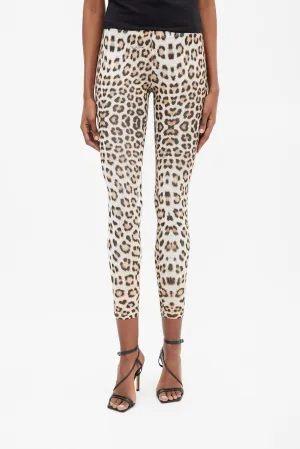 Brown & White Printed Legging