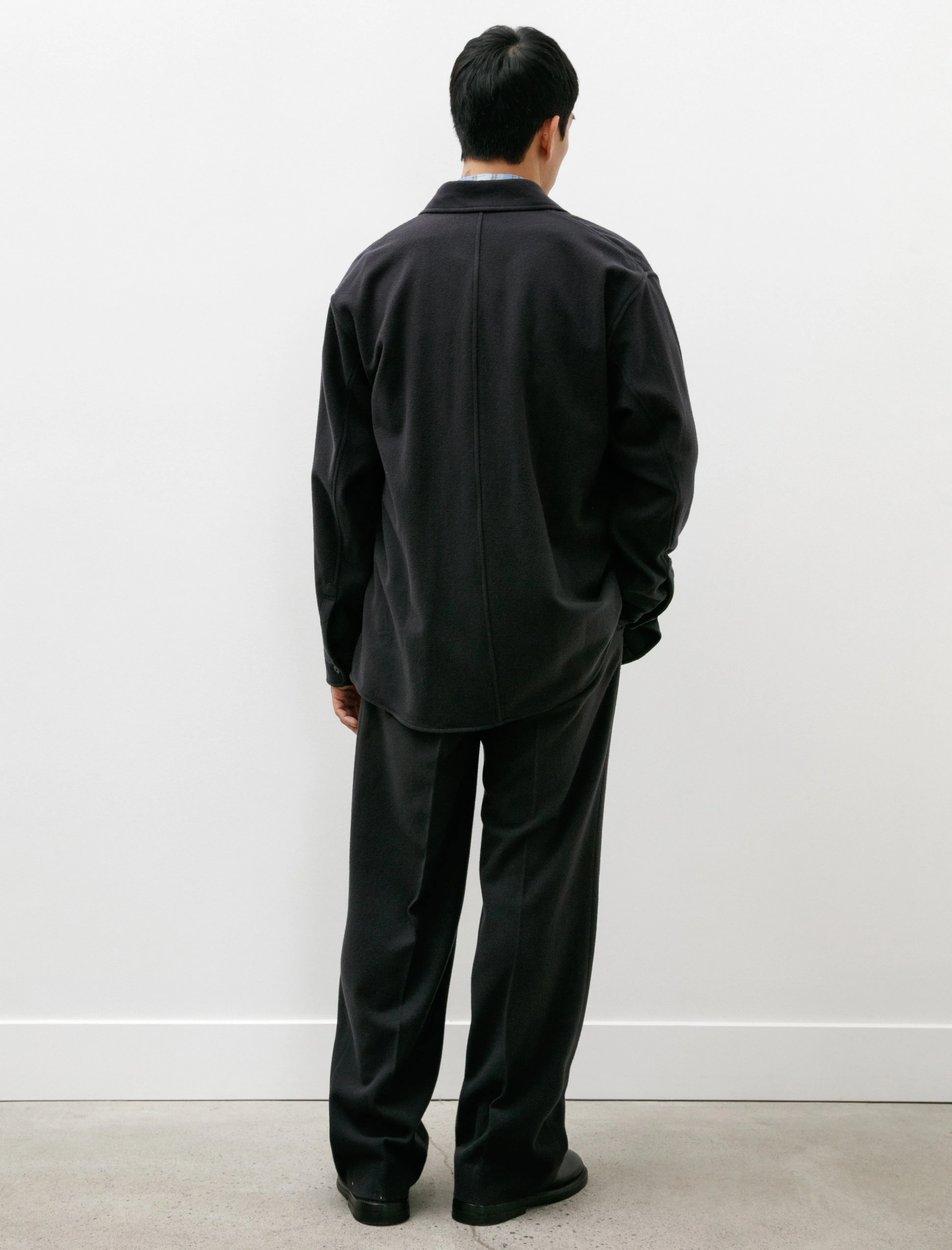 Brushed Super Fine Wool Flannel Slacks Ink Black