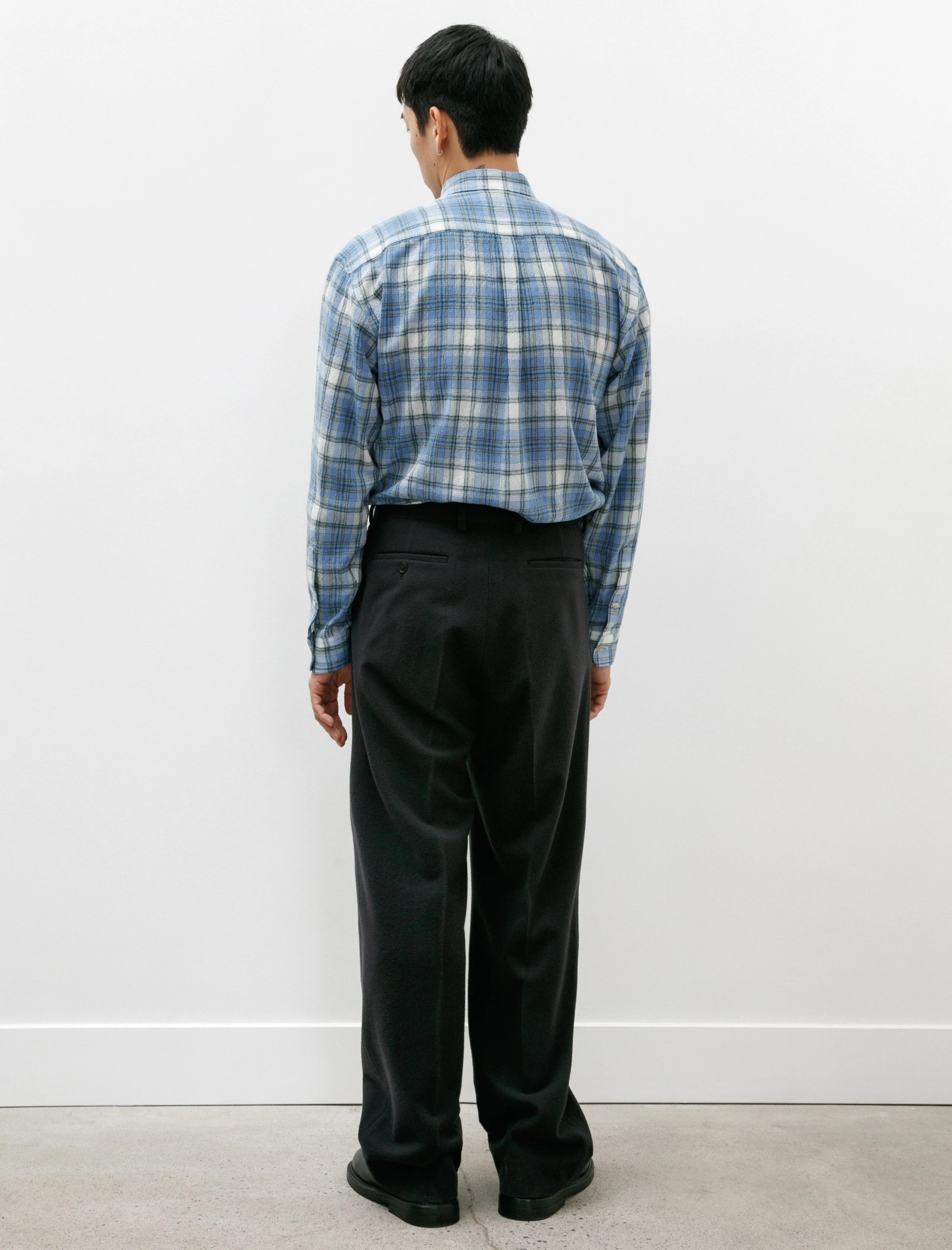 Brushed Super Fine Wool Flannel Slacks Ink Black