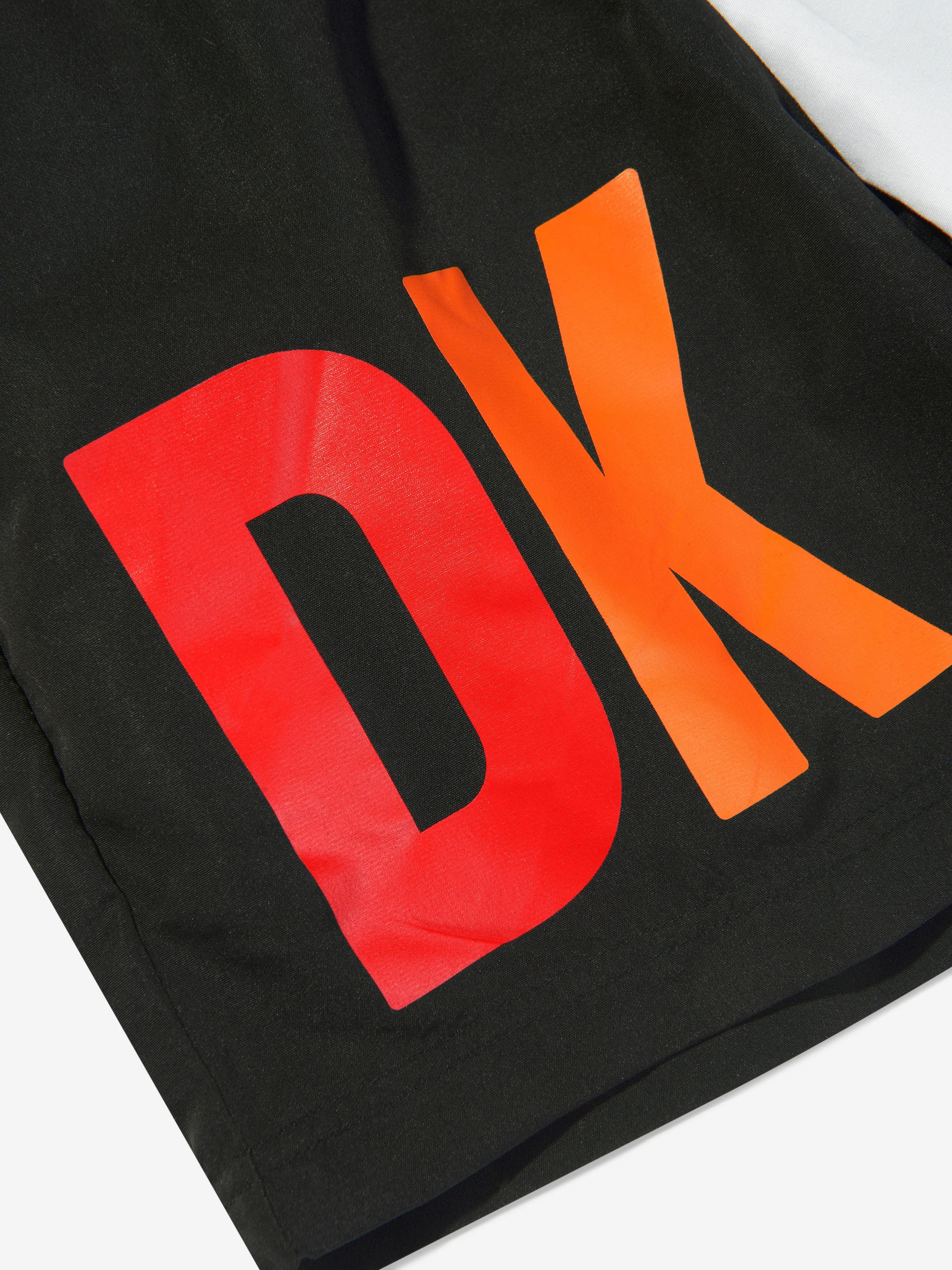 DKNY Boys Logo Swim Shorts in Black