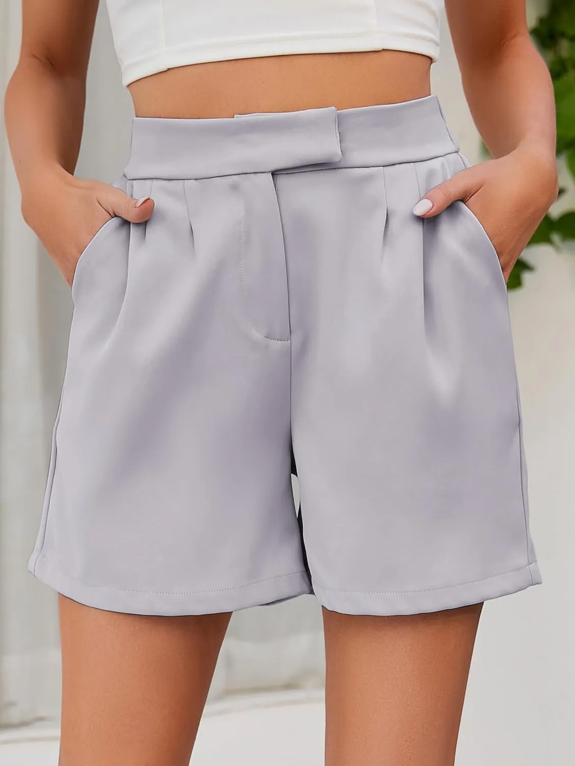 Famulily Womens Summer Cute Shorts Casual Side Pockets High Waist Shorts with Back Elastic Waist