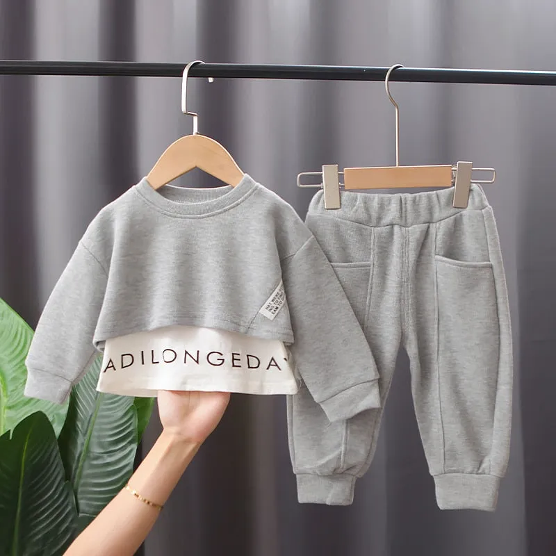 Fashion 2PC Children's Sets Boys Long Sleeves Outfits Clothing Kids Casual Cotton Tracksuits Clothes Hoodie   Trousers