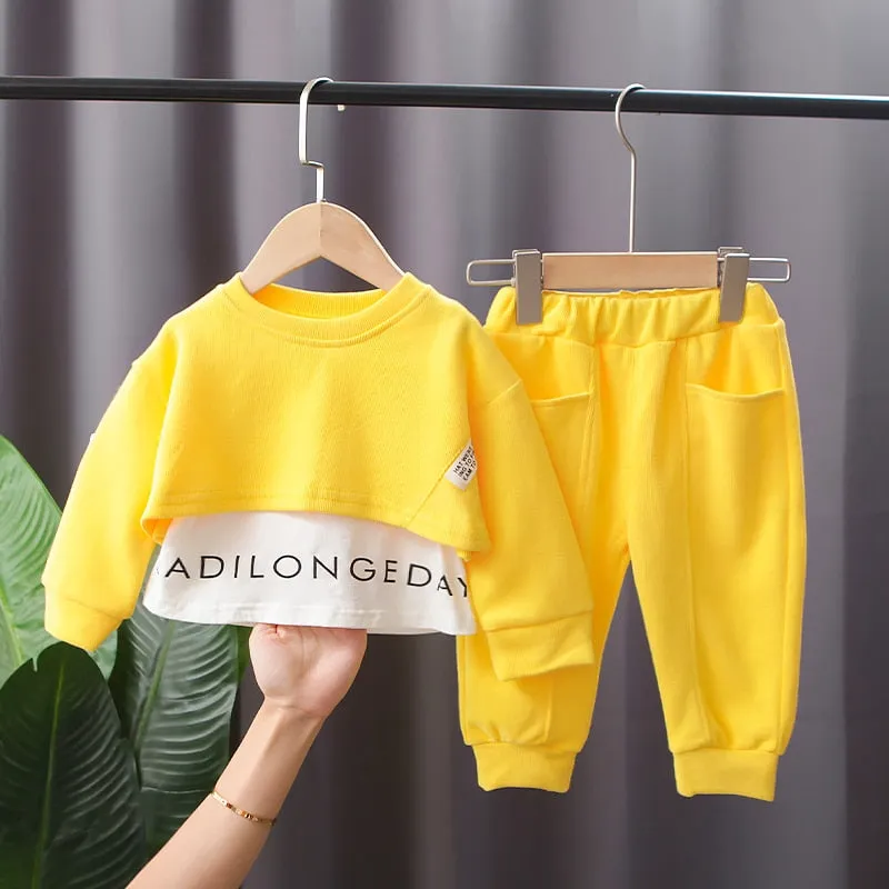 Fashion 2PC Children's Sets Boys Long Sleeves Outfits Clothing Kids Casual Cotton Tracksuits Clothes Hoodie   Trousers