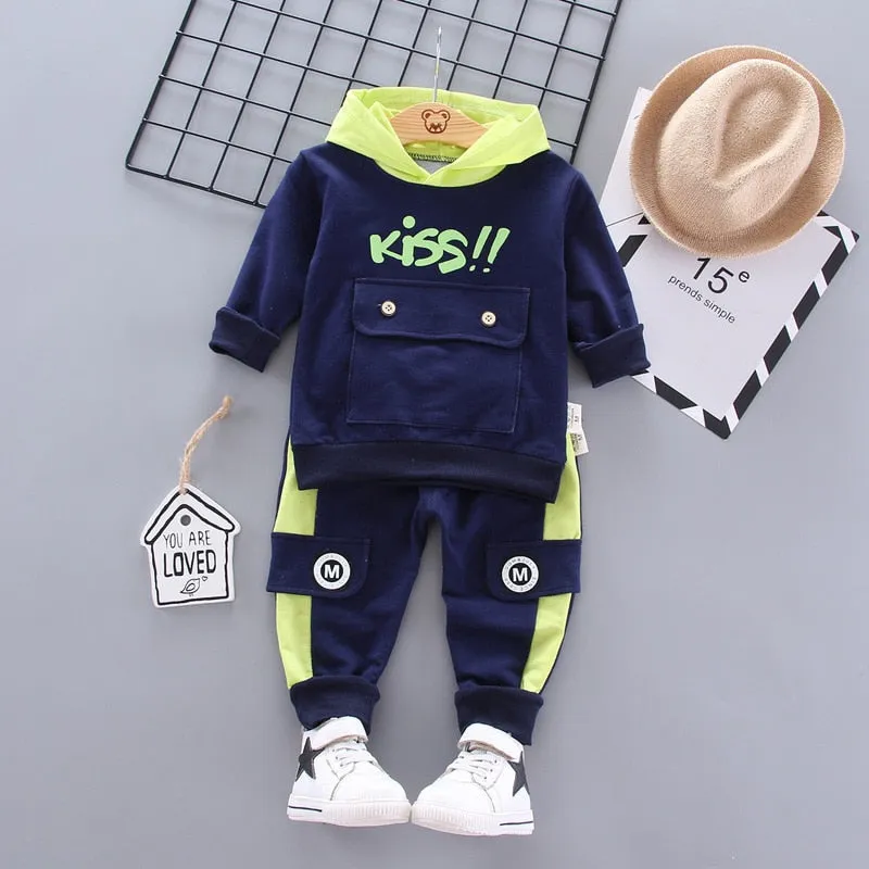 Fashion 2PC Children's Sets Boys Long Sleeves Outfits Clothing Kids Casual Cotton Tracksuits Clothes Hoodie   Trousers