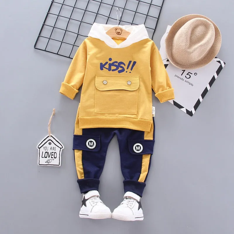 Fashion 2PC Children's Sets Boys Long Sleeves Outfits Clothing Kids Casual Cotton Tracksuits Clothes Hoodie   Trousers