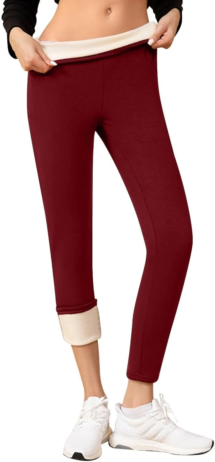 Fleece Lined Leggings for Women Winter Warm High Waisted Thermal Leggings Thick Soft Tummy Control Yoga Pants