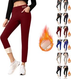 Fleece Lined Leggings for Women Winter Warm High Waisted Thermal Leggings Thick Soft Tummy Control Yoga Pants