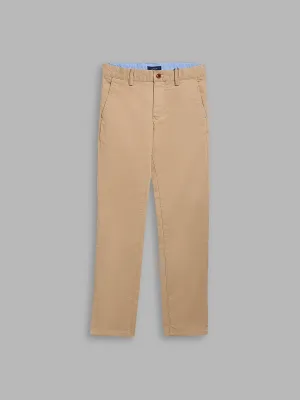 Gant Boys Brown Solid Slim Fit Trouser