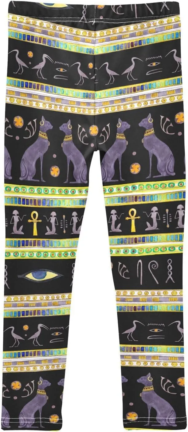 Girls' Leggings Girls Stretch Leggings Egyptian Cats Black Children's Yoga Pants Clothes Kids Dance Tights Place