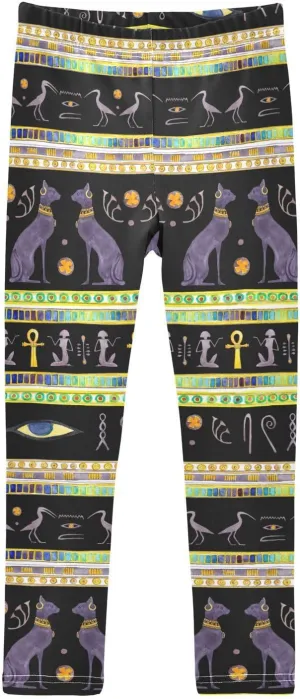 Girls' Leggings Girls Stretch Leggings Egyptian Cats Black Children's Yoga Pants Clothes Kids Dance Tights Place