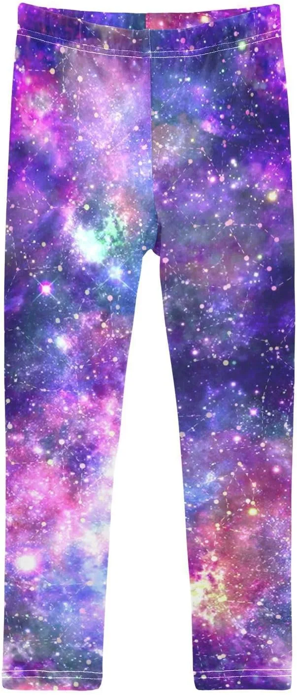 Girls' Leggings Girls Stretch Leggings Galaxy Purple Starry Sky Children's Yoga Pants Clothes Kids Dance Tights Place