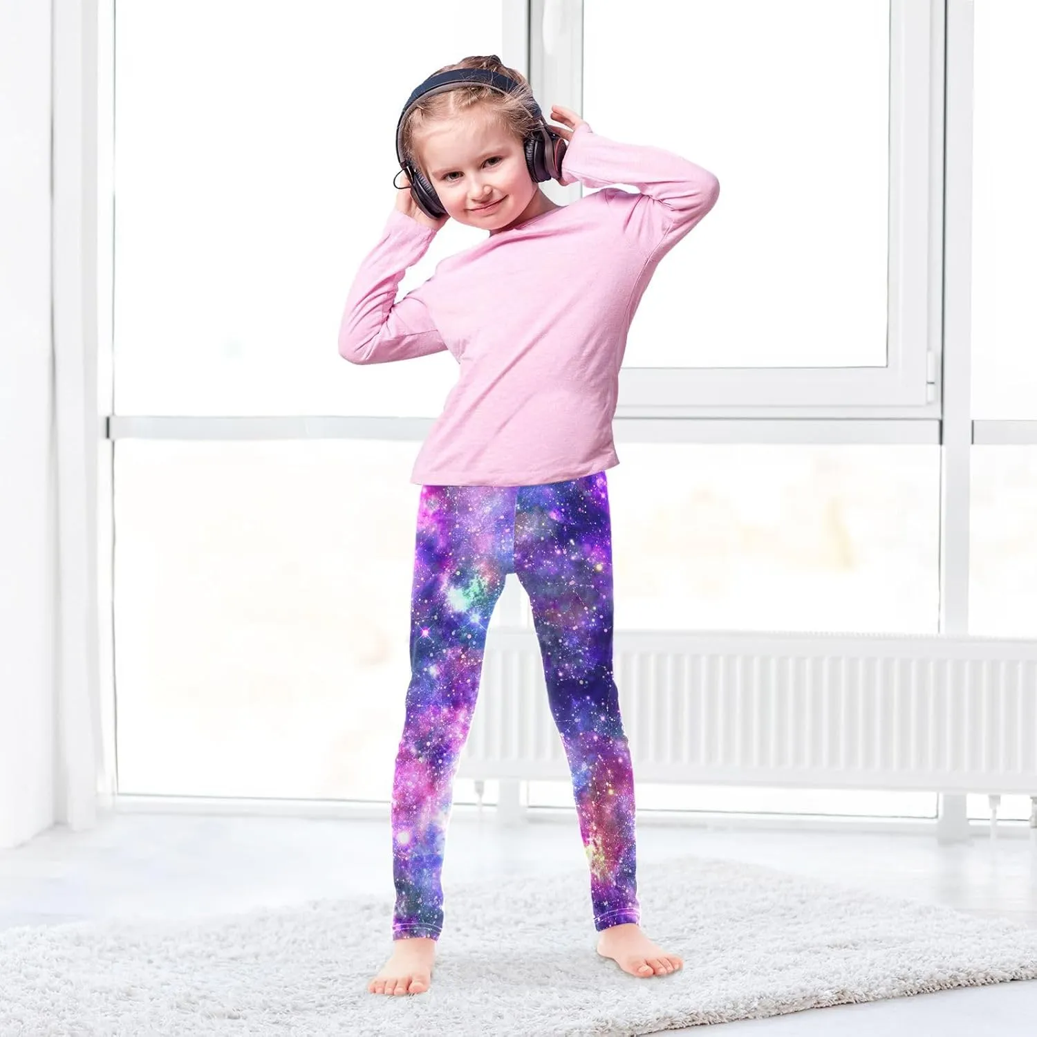 Girls' Leggings Girls Stretch Leggings Galaxy Purple Starry Sky Children's Yoga Pants Clothes Kids Dance Tights Place