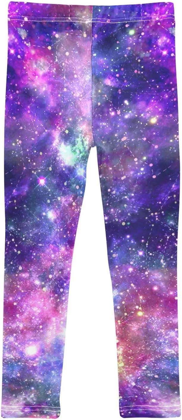 Girls' Leggings Girls Stretch Leggings Galaxy Purple Starry Sky Children's Yoga Pants Clothes Kids Dance Tights Place