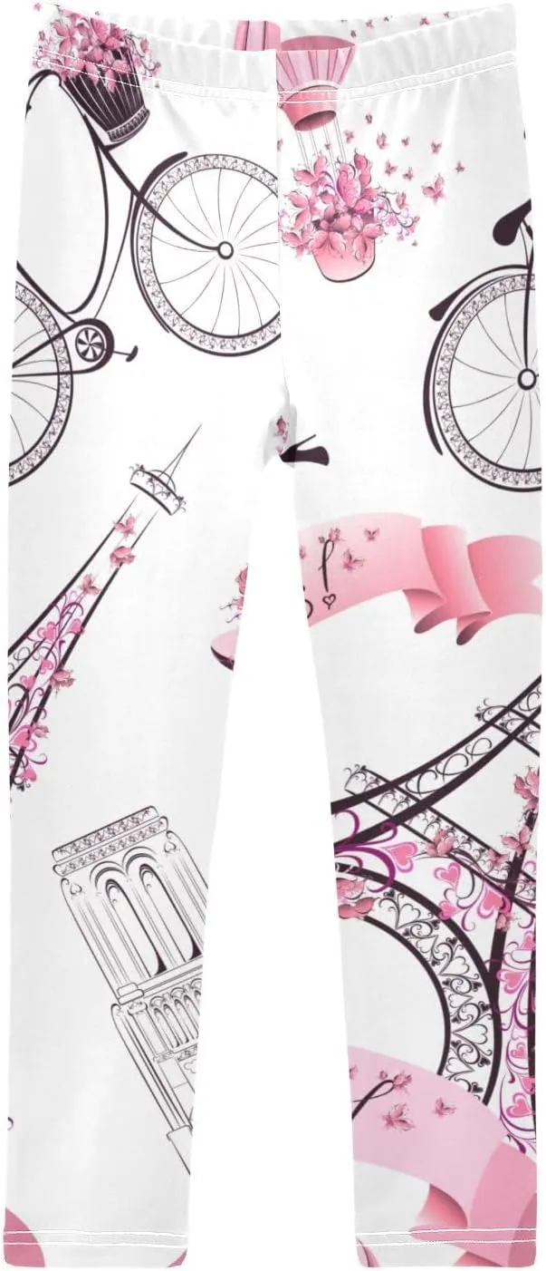 Girls' Leggings Girls Stretch Leggings Paris Eiffel Tower Theme Children's Yoga Pants Clothes Kids Dance Tights Place