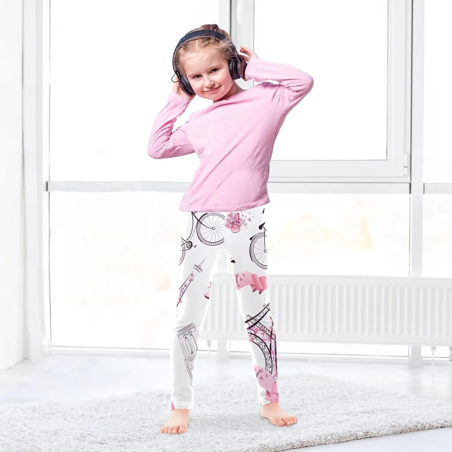 Girls' Leggings Girls Stretch Leggings Paris Eiffel Tower Theme Children's Yoga Pants Clothes Kids Dance Tights Place