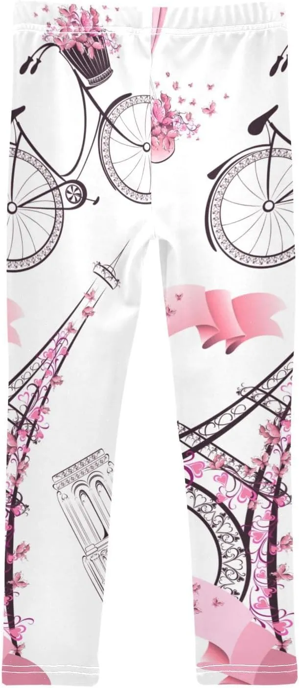 Girls' Leggings Girls Stretch Leggings Paris Eiffel Tower Theme Children's Yoga Pants Clothes Kids Dance Tights Place