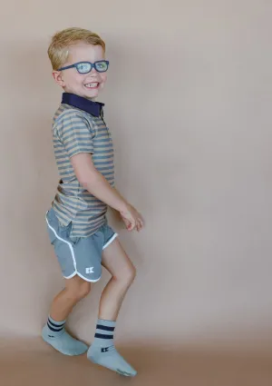 Gray Retro Super Short With White Piping